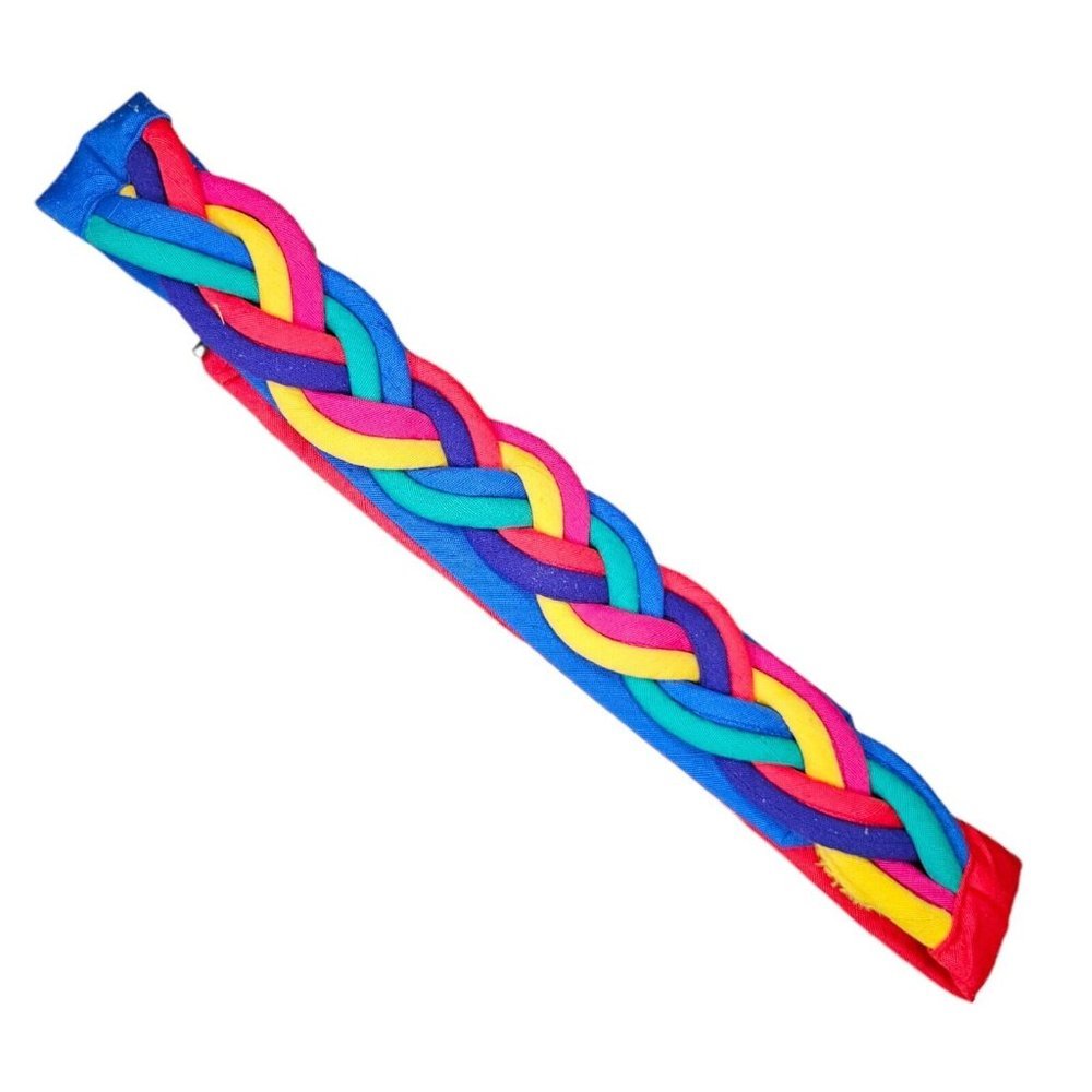 Braided Rainbow Waist Statement Belt Colorful S/M VTG 80s 90s Multi-color Chunky